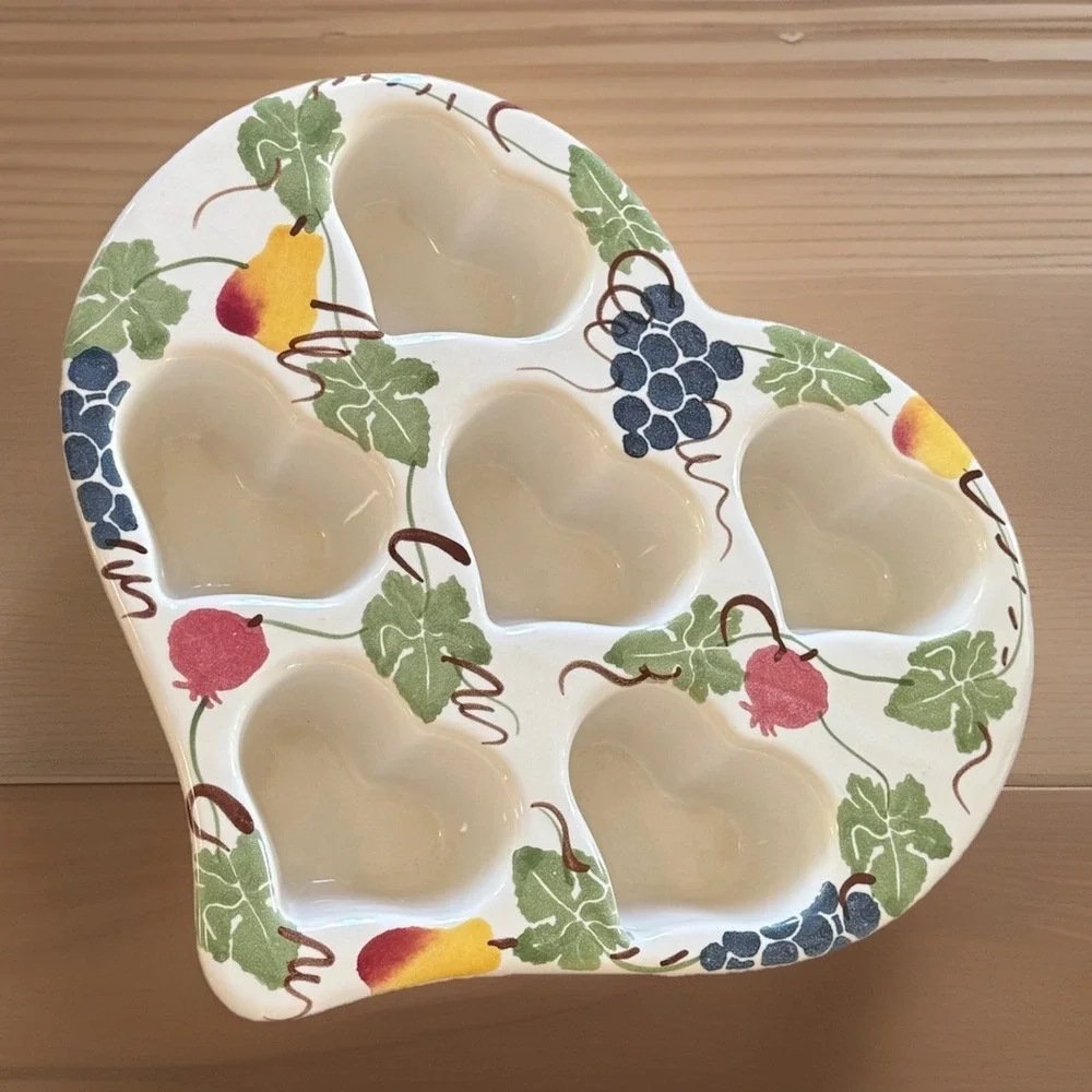 Vtg Chaparral Stoneware 6 Heart Muffins Baking Pan,‎ 11